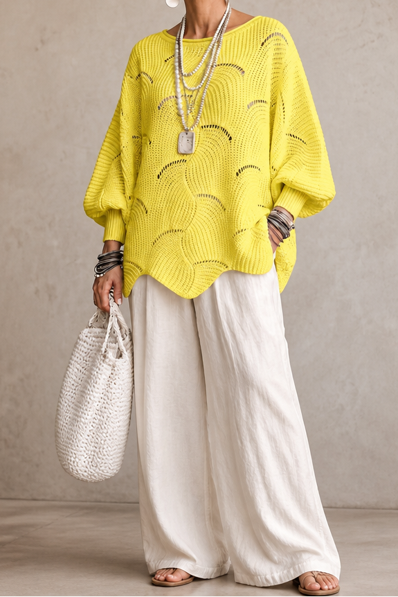 Wearbella – Hollow Wave Batwing Sleeve Sweater