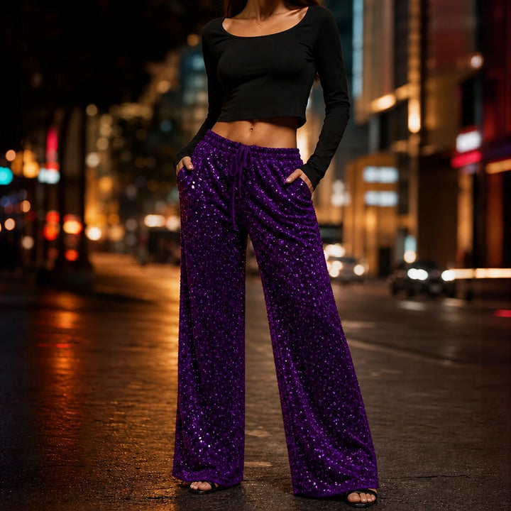 Sequinelle – Sequin Straight-Leg Trousers