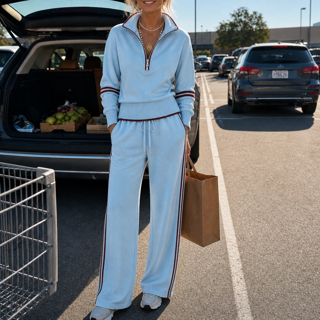 Veloura – Relaxed Knit Top And Wide-Leg Pants Set