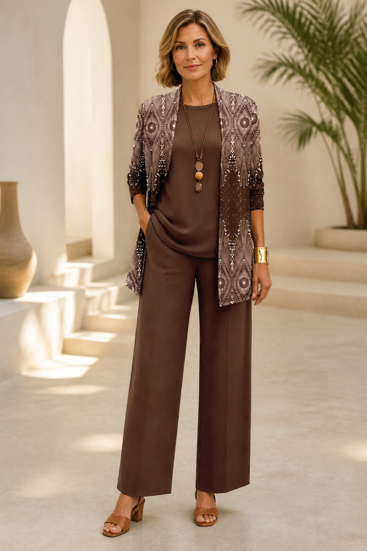 Wearbella – Printed Three-Piece Top And Pants Set
