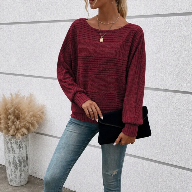 Mayfield – Striped Boat-Neck Long-Sleeve Knit Top