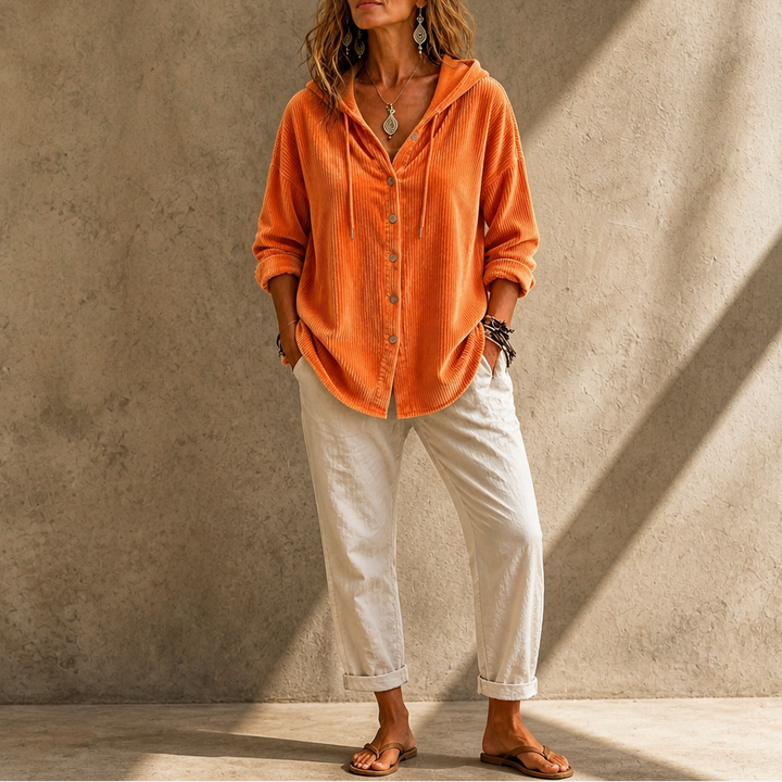 Mayfield – Hooded Button-Front Drawstring Coat