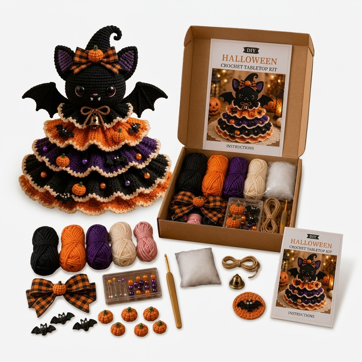 Hallowstitch – Layered Crochet Cat Witch Halloween Tree