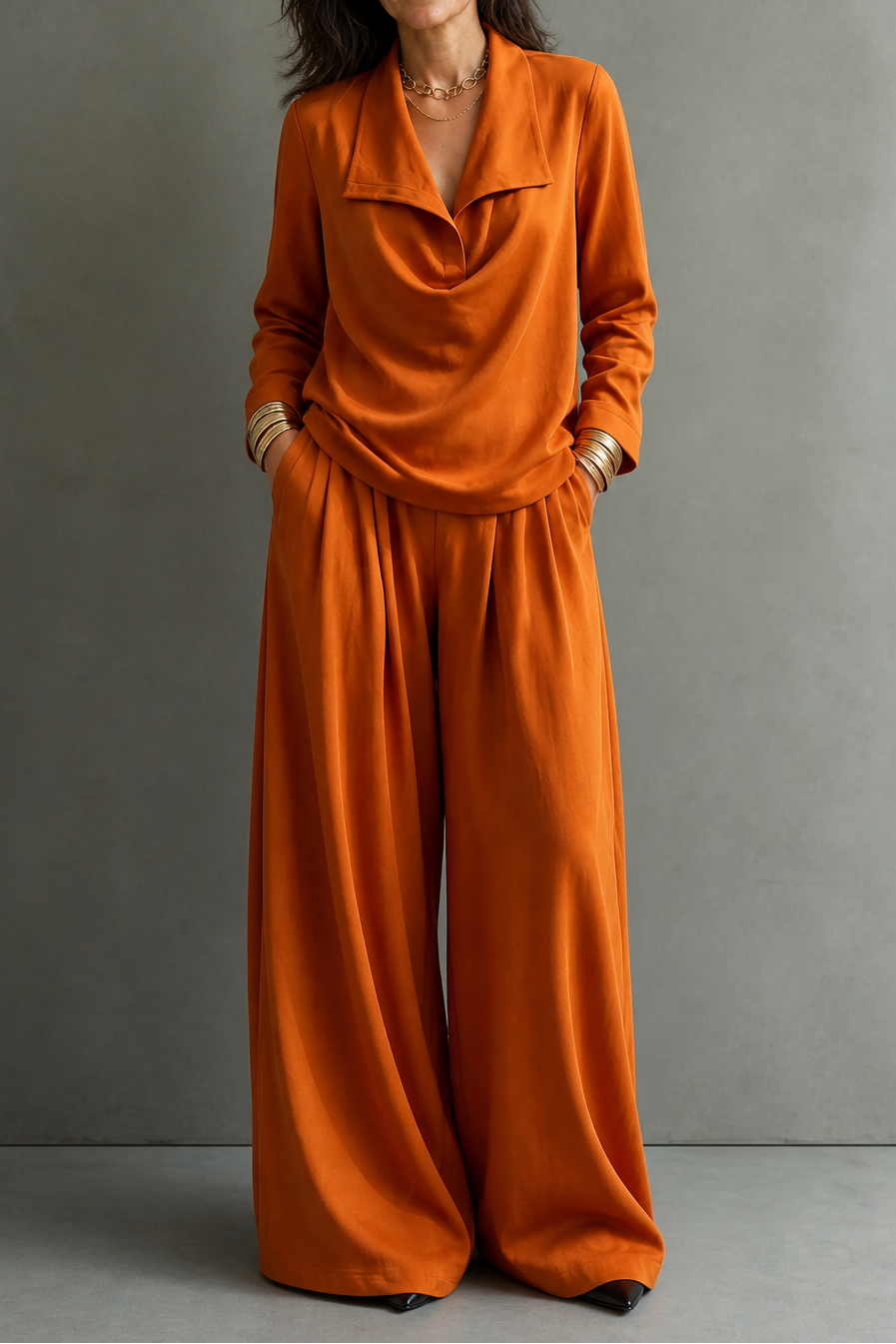 Wearbella – Ribbed Knit Draped Top. And Pants Set
