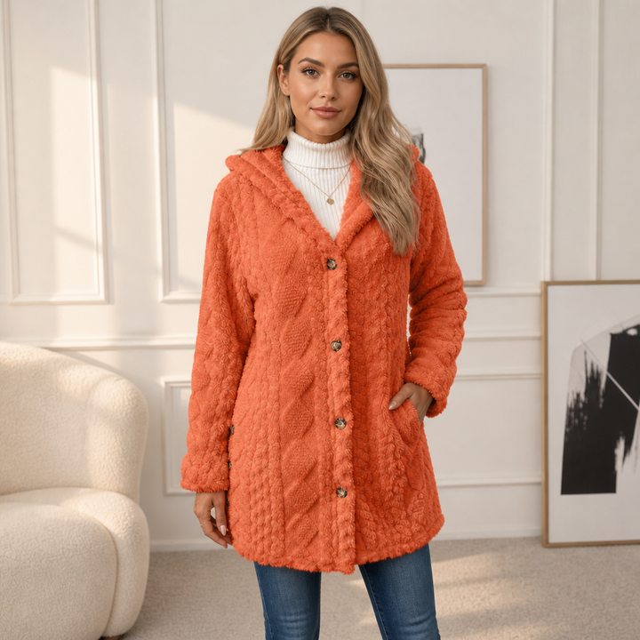 Wearbella – Diamond Jacquard Plush Hooded Coat