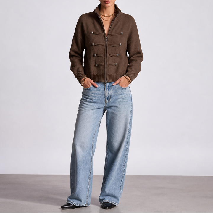 Wearbella – Hussar Knot-Detail Zip Cardigan