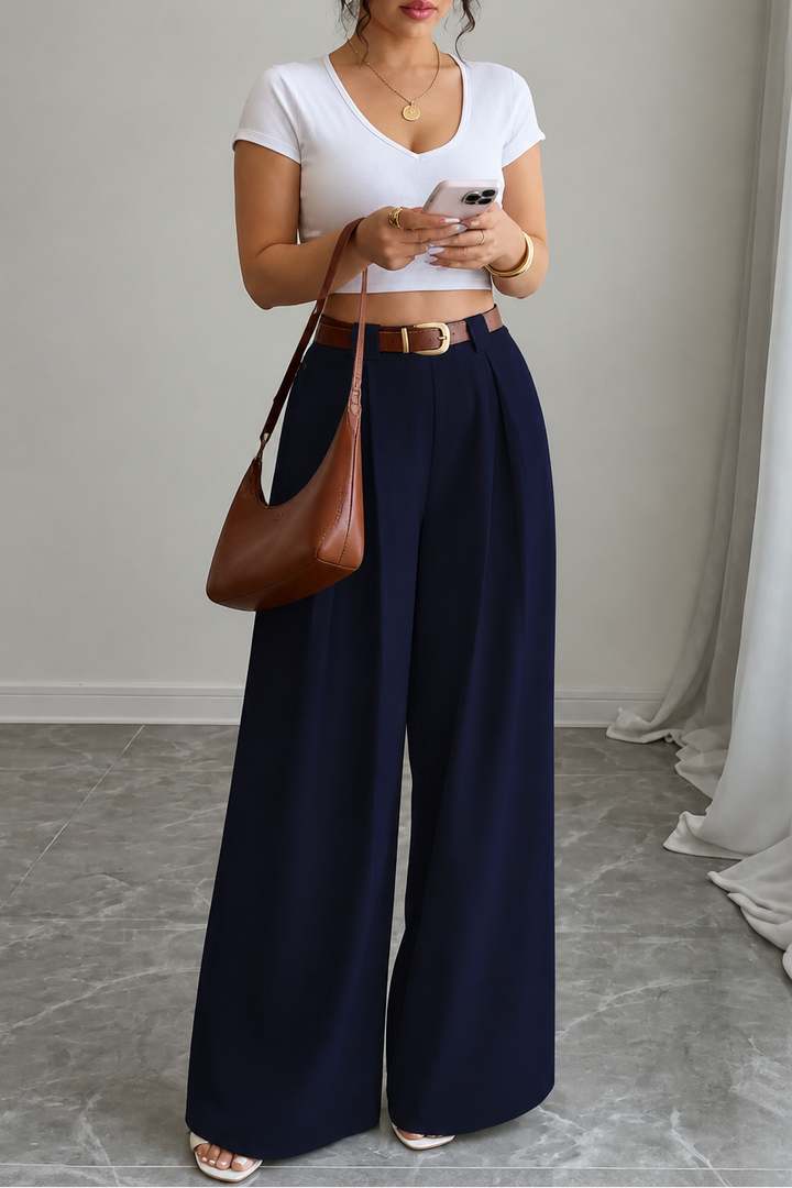 Longline – Deep Pleat Wide-Leg Trousers