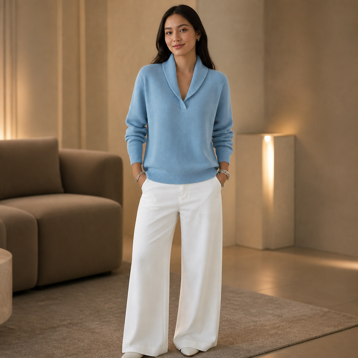 Wrapstead – Shawl Collar Ribbed Knit Pullover Sweater