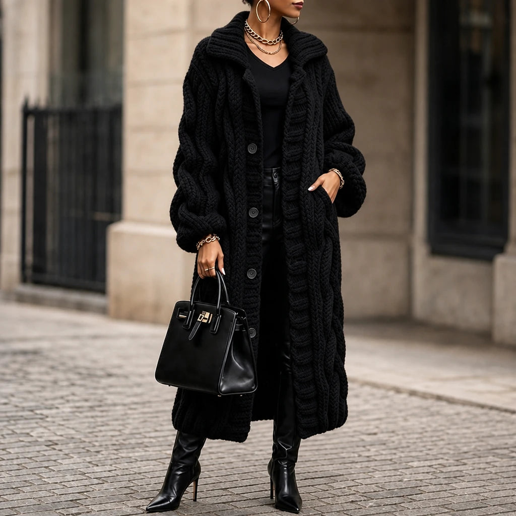 Cablehaven – Oversized Cable-Knit Long Cardigan