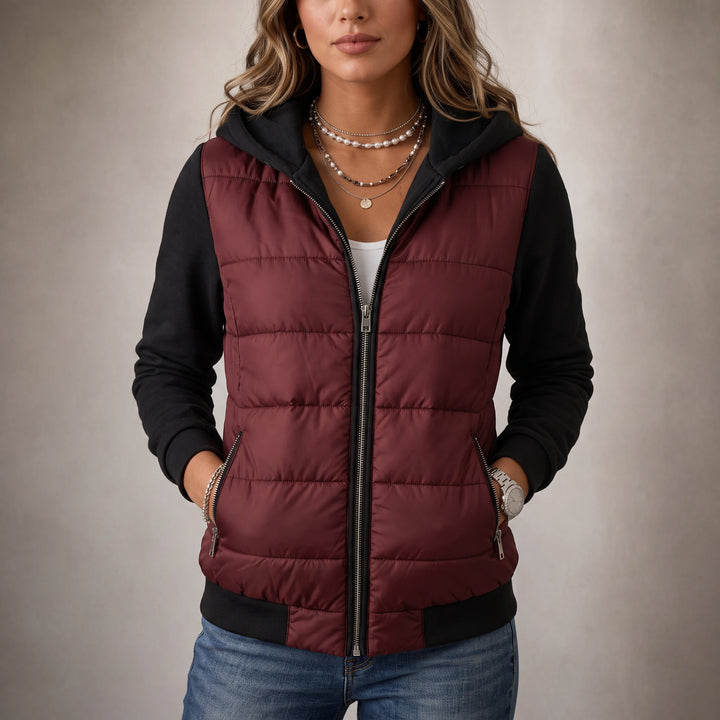 Layerelle – Quilted Panel Hooded Knit Jacket