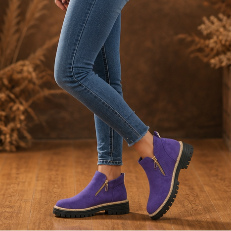 Stridewell – Square-Heel Zip-Up Ankle Boots