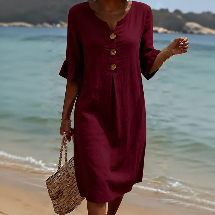 Fielding – Ruffle Sleeve Button Front Midi Dress