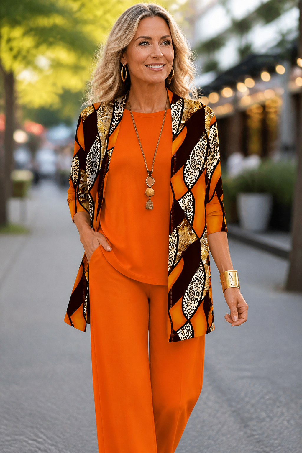 Wearbella – Printed Three-Piece Top And Pants Set