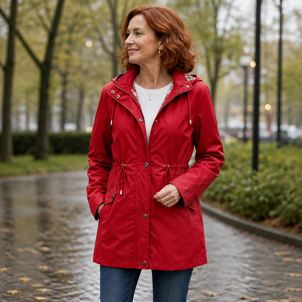 Plaidwell – Detachable Hood Adjustable Waist Rain Jacket