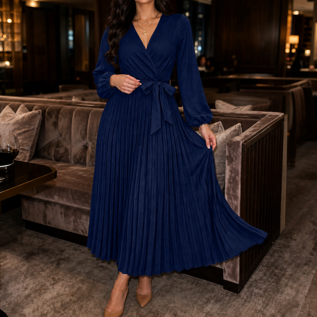 Wearbella – Pleated Wrap-Front High-Waist Maxi Dress