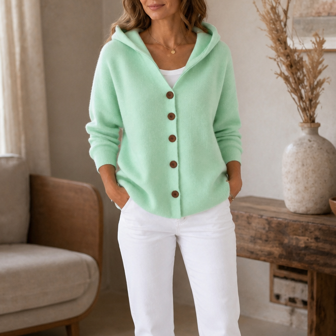 Teri – Button-Front Hooded Cardigan