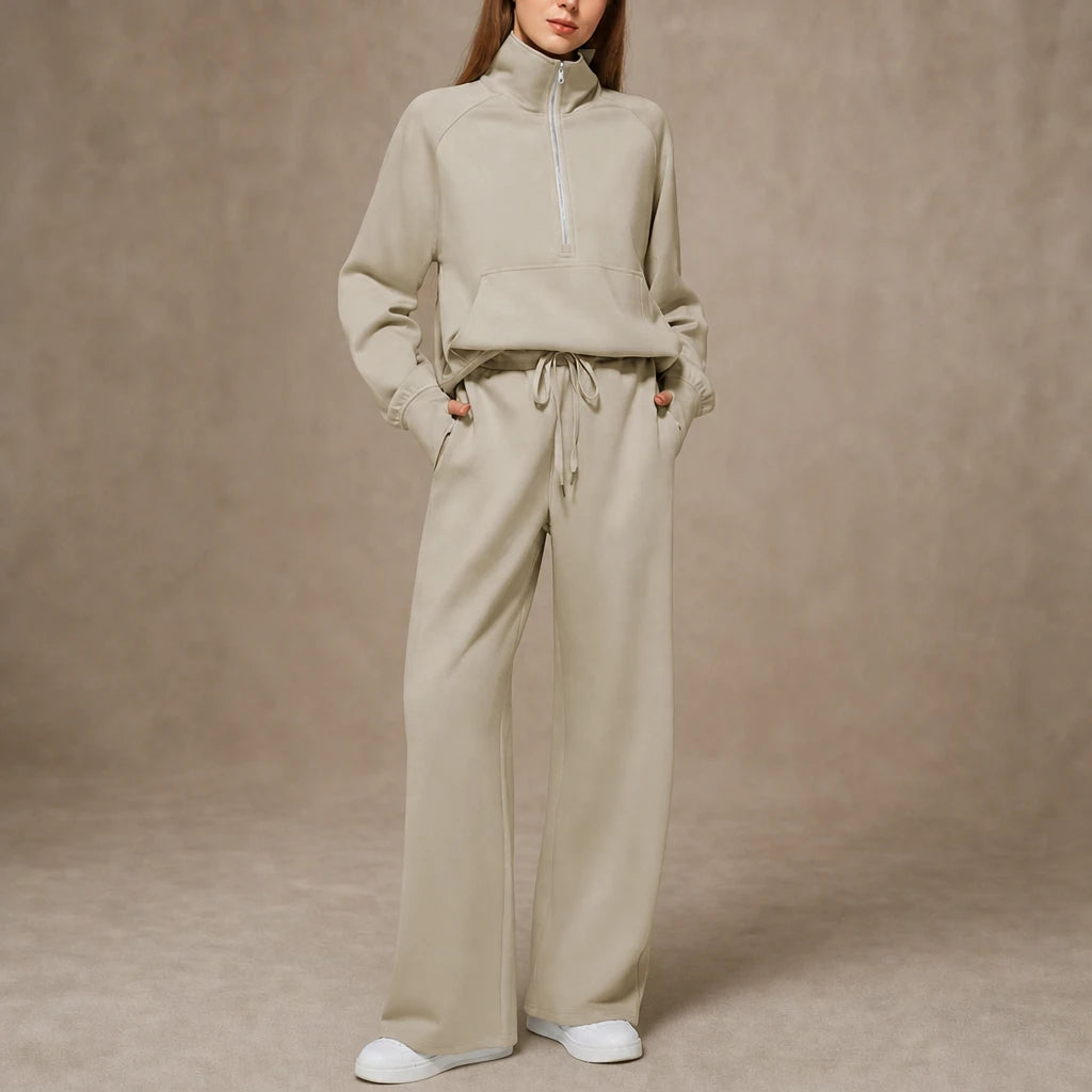 Ease & Elsewhere – Ribbed Oversized Top And Wide-Leg Pants Set