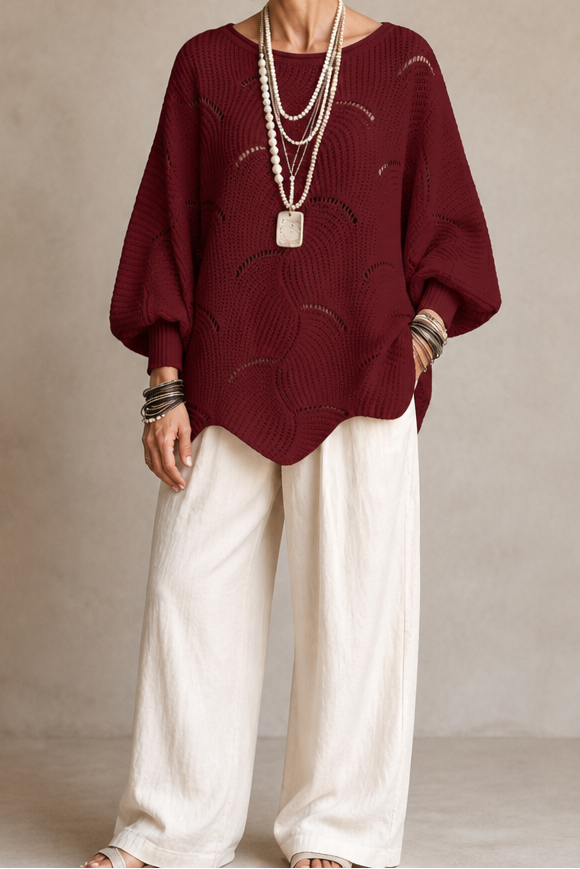 Wearbella – Hollow Wave Batwing Sleeve Sweater
