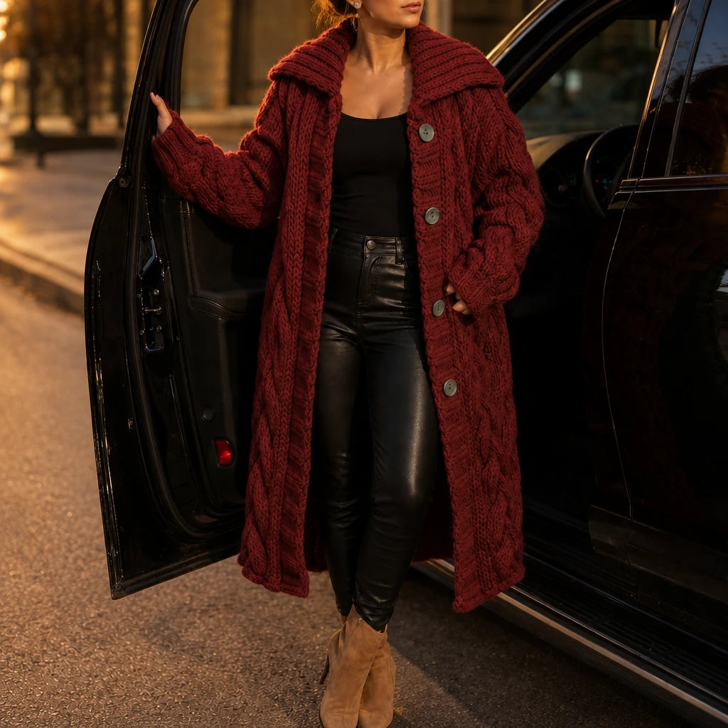 Cable & Clover – Chunky Cable-Knit Oversized Cardigan