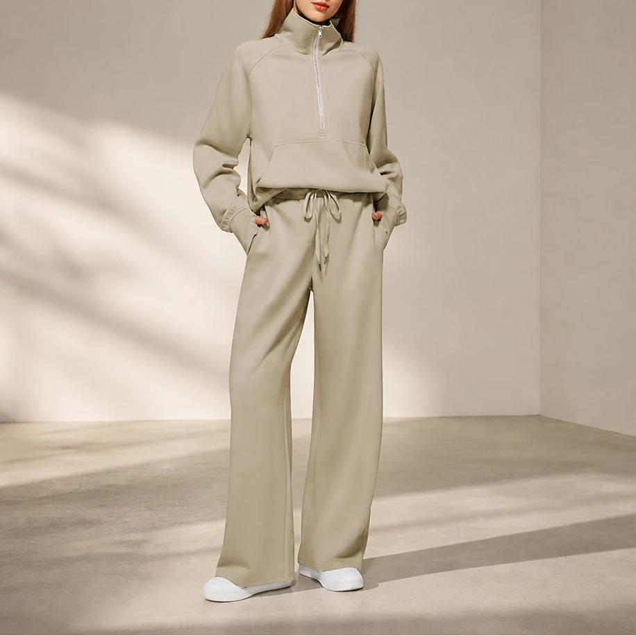 Easewell – Half-Zip Top And Wide-Leg Trouser Set