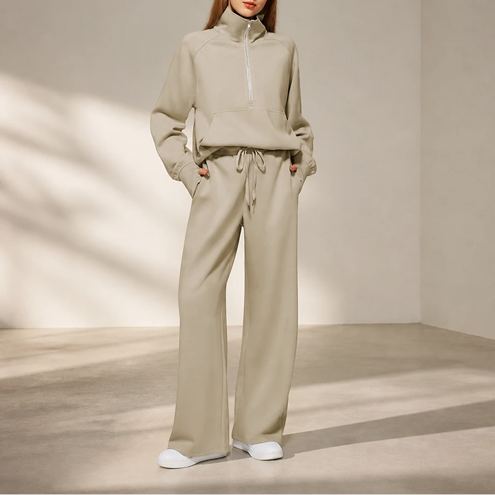 Easewell – Half-Zip Top And Wide-Leg Trouser Set