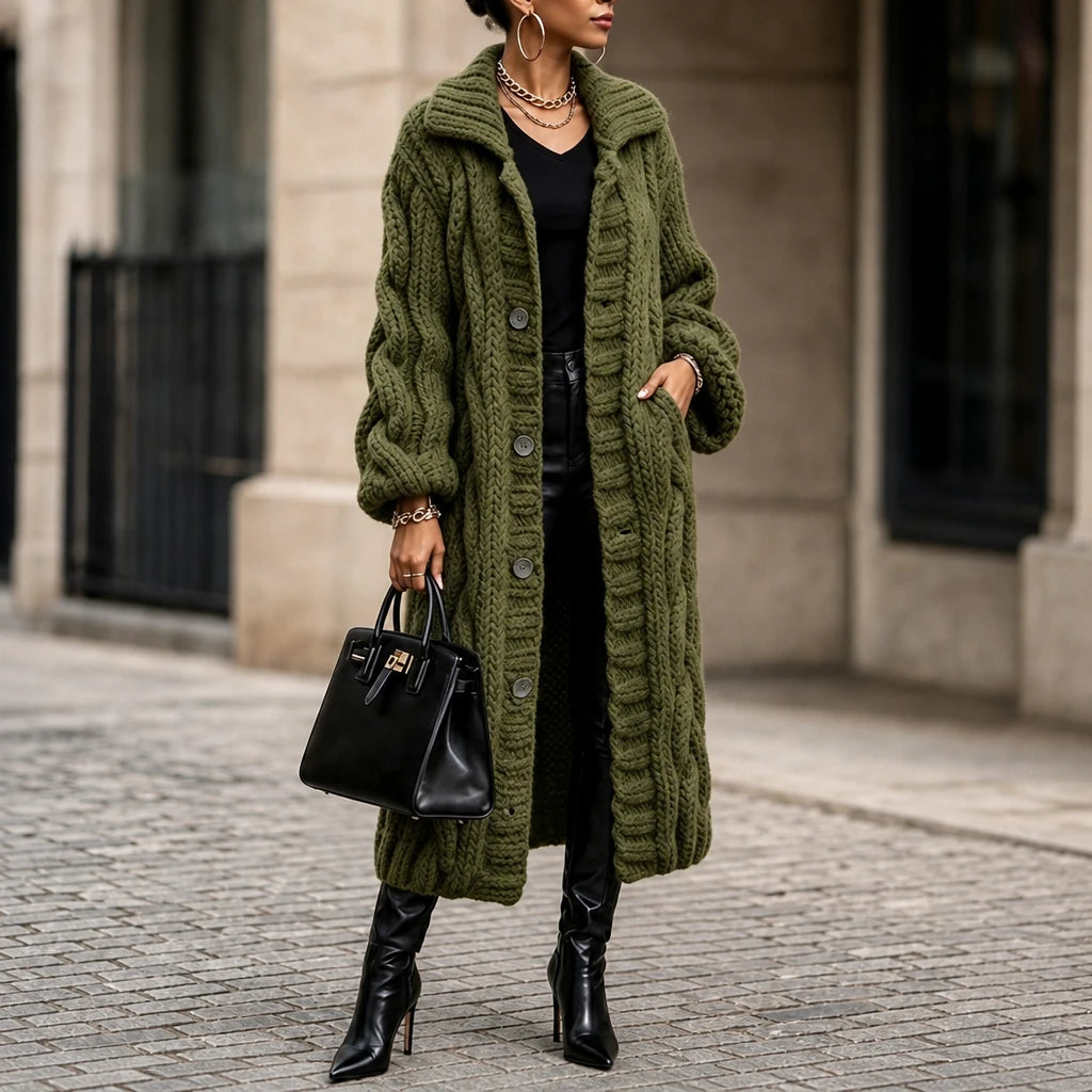 Cablehaven – Oversized Cable-Knit Long Cardigan