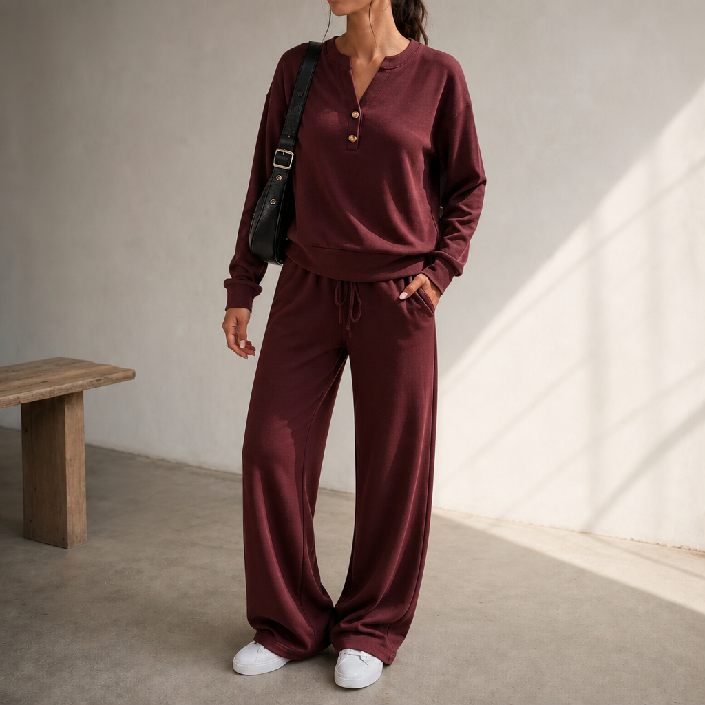 Wearlyn – Henley Wide-Leg Two-Piece Lounge Set