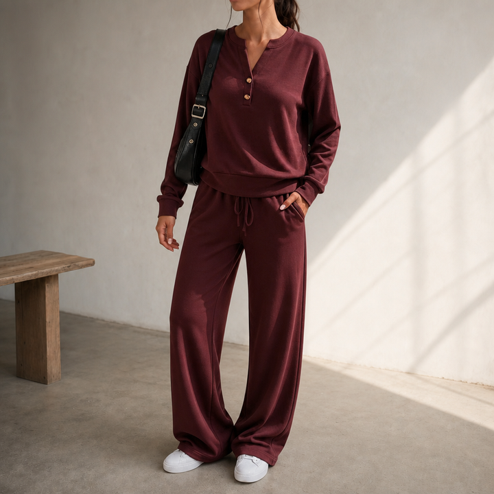 Wearlyn – Henley Wide-Leg Two-Piece Lounge Set