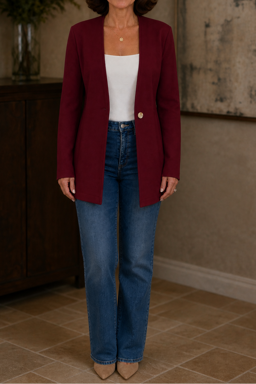 Linevalle – V-Neck Single-Button A-Line Blazer