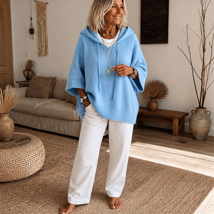 Cozelle – Frayed-Edge Open-Knit Oversized Hoodie