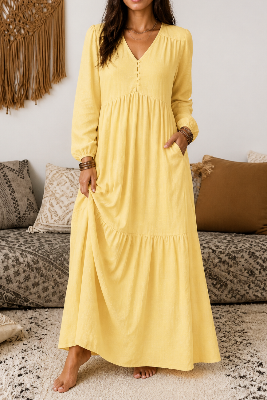 Wearbella – Relaxed V-Neck Flowy Maxi Dress