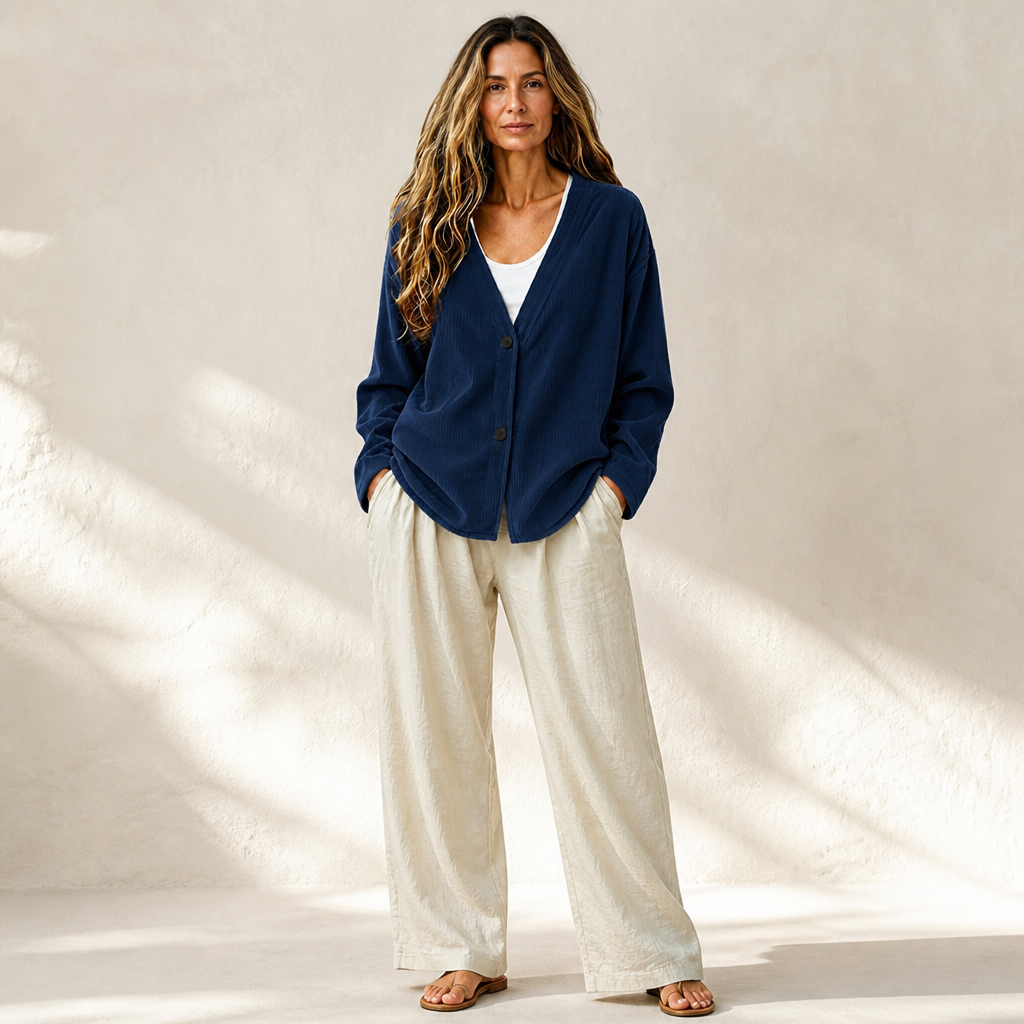 Corabelle – Rib Open-Front V-Neck Cardigan