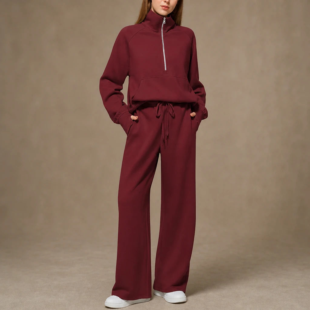 Ease & Elsewhere – Ribbed Oversized Top And Wide-Leg Pants Set