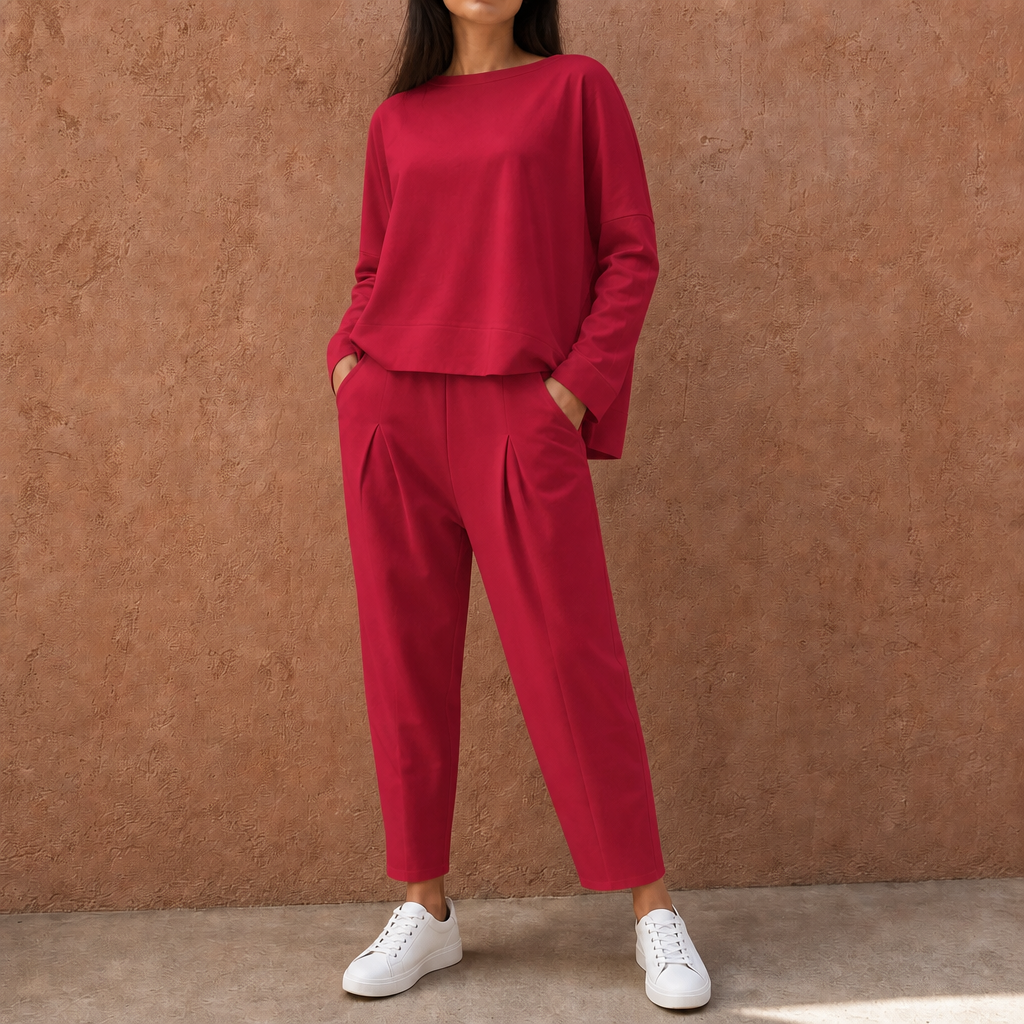 Wearbella – Pleated Wide-Leg Loungewear Set