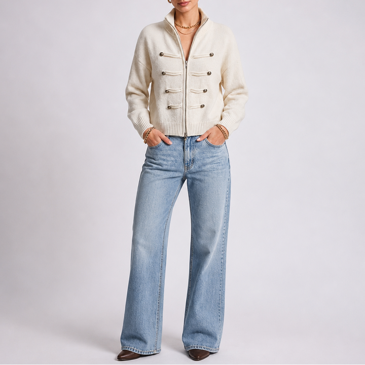 Wearbella – Hussar Knot-Detail Zip Cardigan