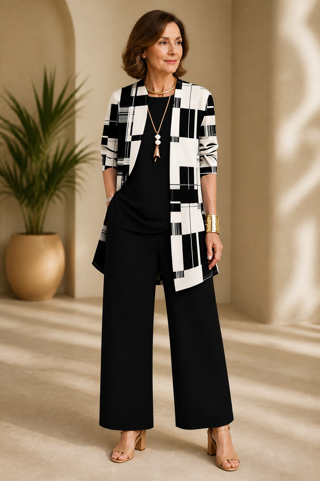 Wearbella – Printed Three-Piece Top And Pants Set
