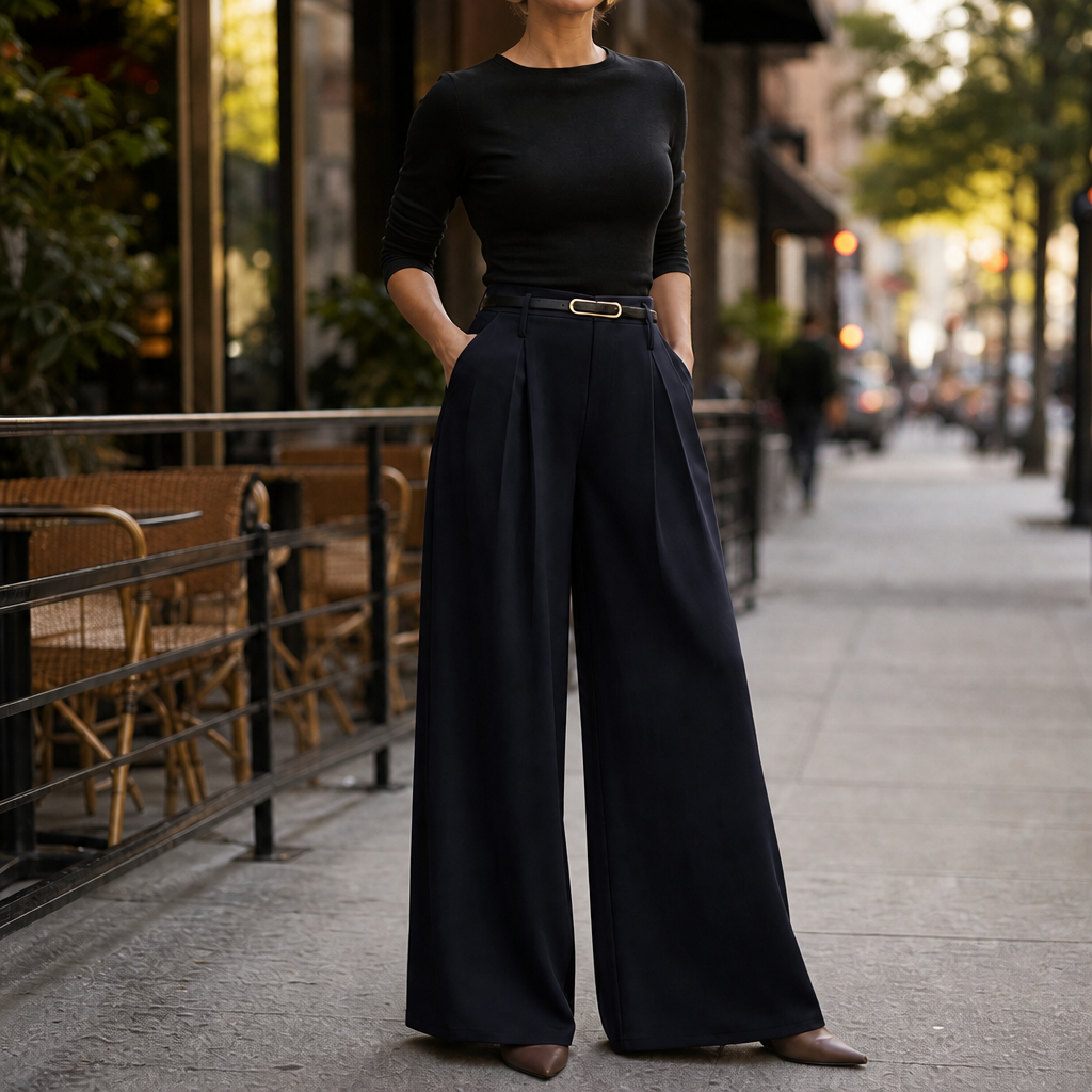 Lunetta – High-Waisted Pleated Wide-Leg Trousers