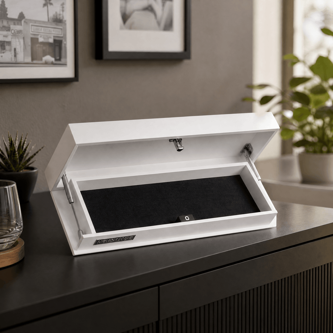 Vaultedge – Floating Wall Shelf with Hidden Compartment Clean White