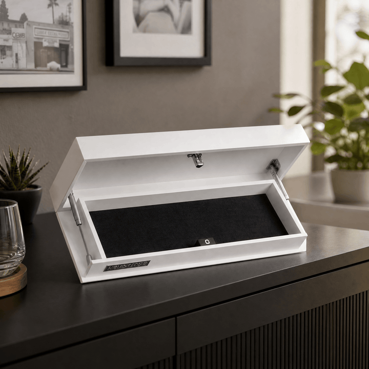 Vaultedge – Floating Wall Shelf with Hidden Compartment Clean White