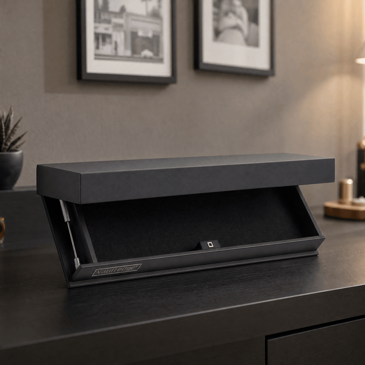 Vaultedge – Floating Wall Shelf with Hidden Compartment Matte Black
