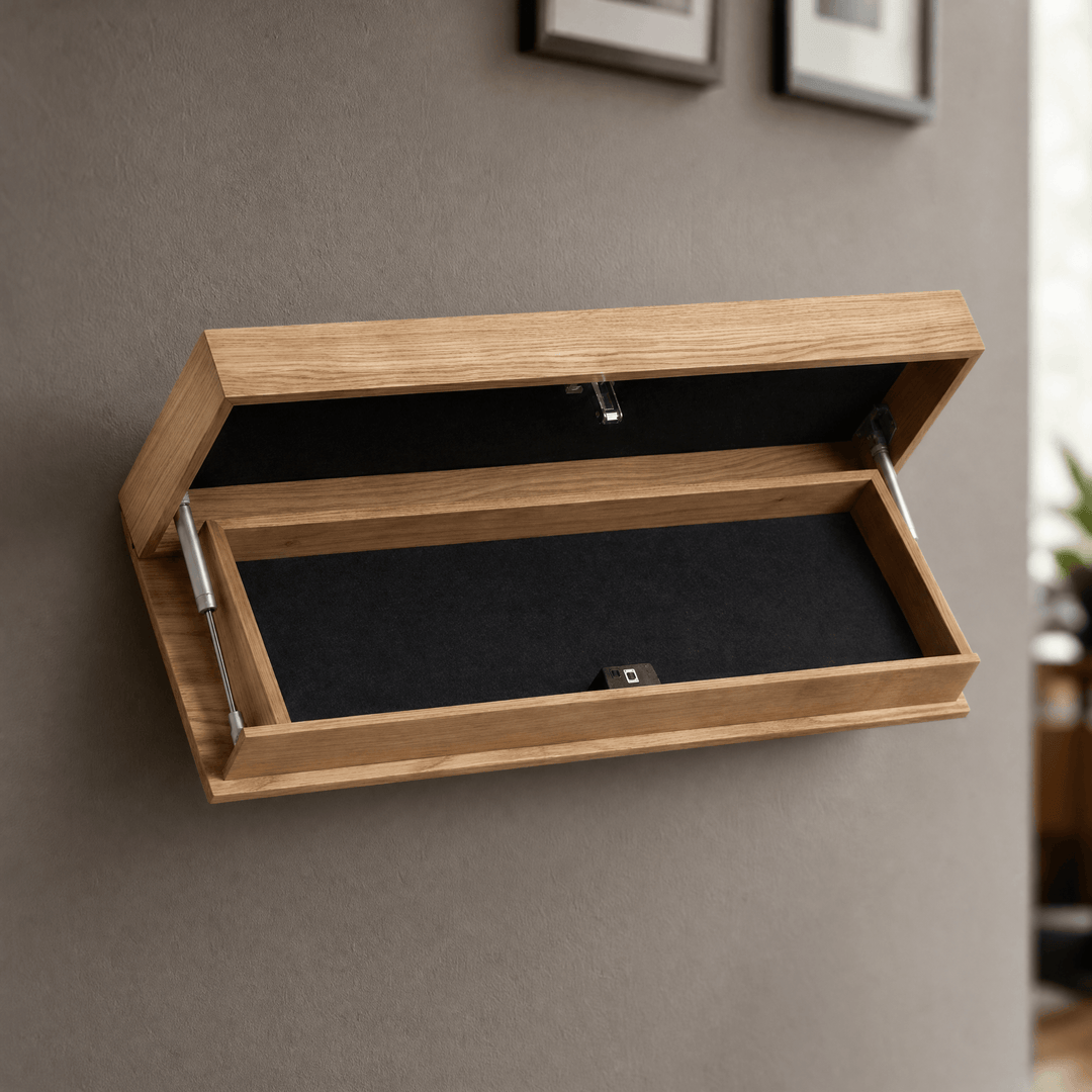 Vaultedge – Floating Wall Shelf with Hidden Compartment Natural Oak