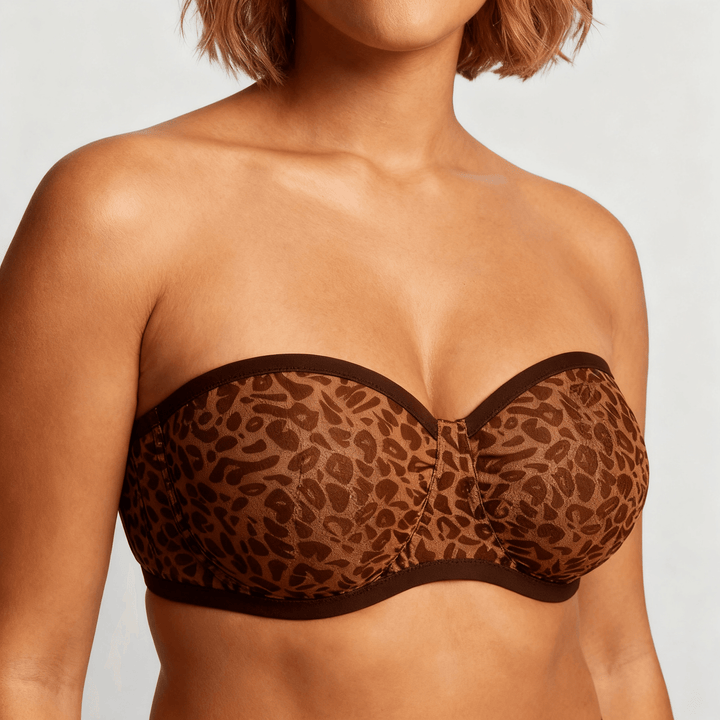 Velaire – Breathable Strapless Bra for Full Busts Leopard Brown