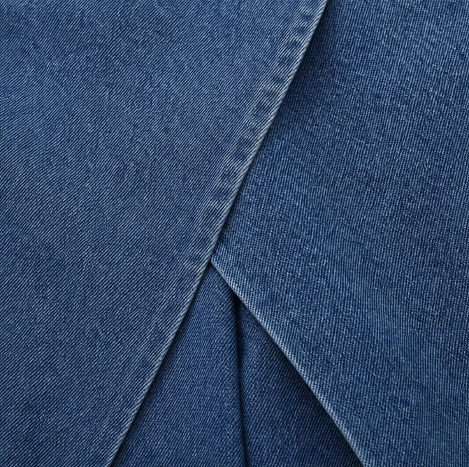 Velara – Asymmetric Wrap-Front Knee-Length Denim Bermuda Shorts