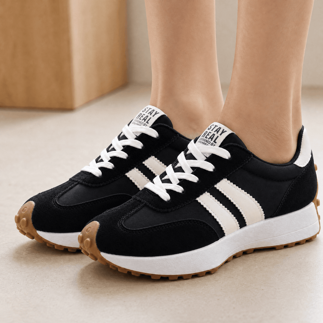 Velora - Retro Suede Sneakers for All Day Comfort Black / 5.5