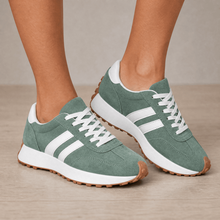 Velora - Retro Suede Sneakers for All Day Comfort Green / 5.5