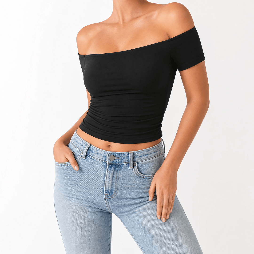 Velora – Women's Off-Shoulder Slim-Fit Top Black / S