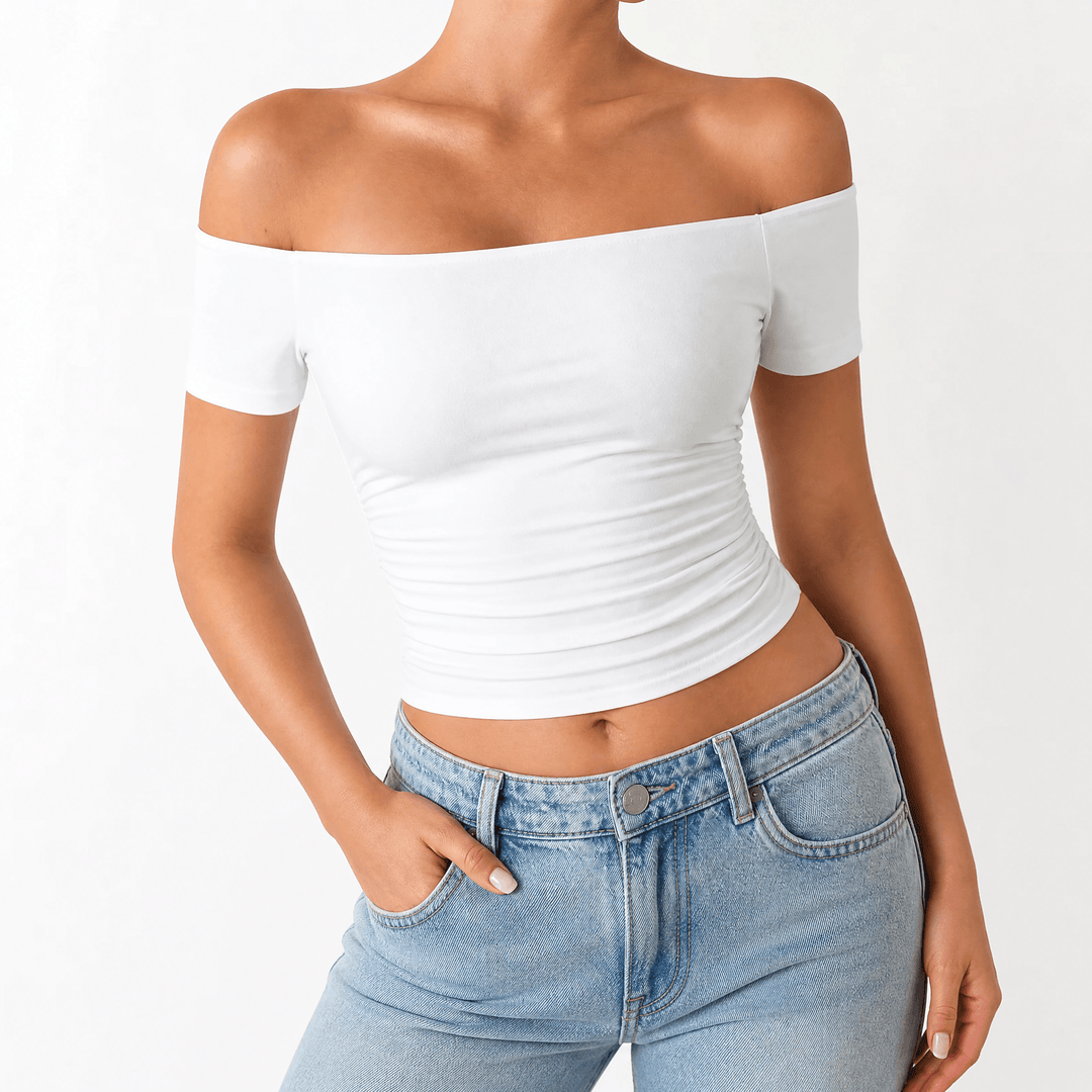 Velora – Women's Off-Shoulder Slim-Fit Top White / S