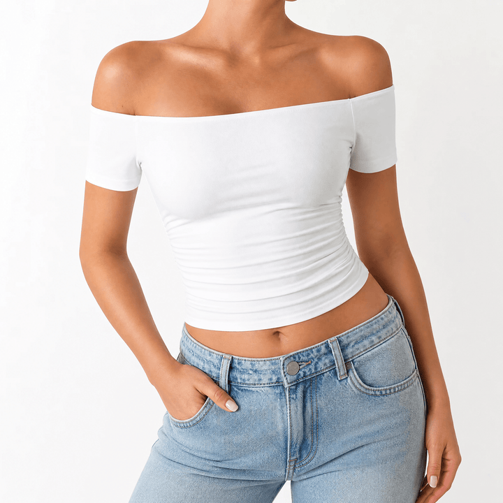 Velora – Women's Off-Shoulder Slim-Fit Top White / S
