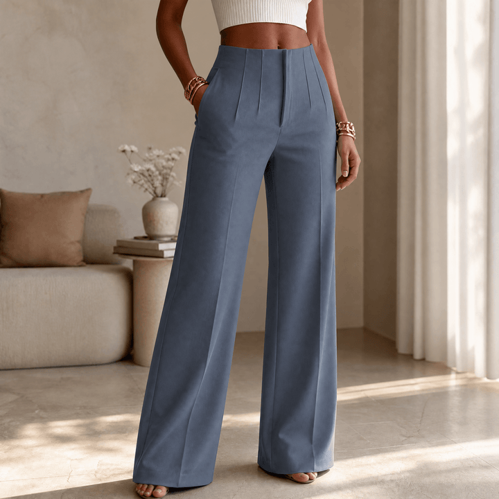 Velora – Women's Tailored Pleated Trousers Grey