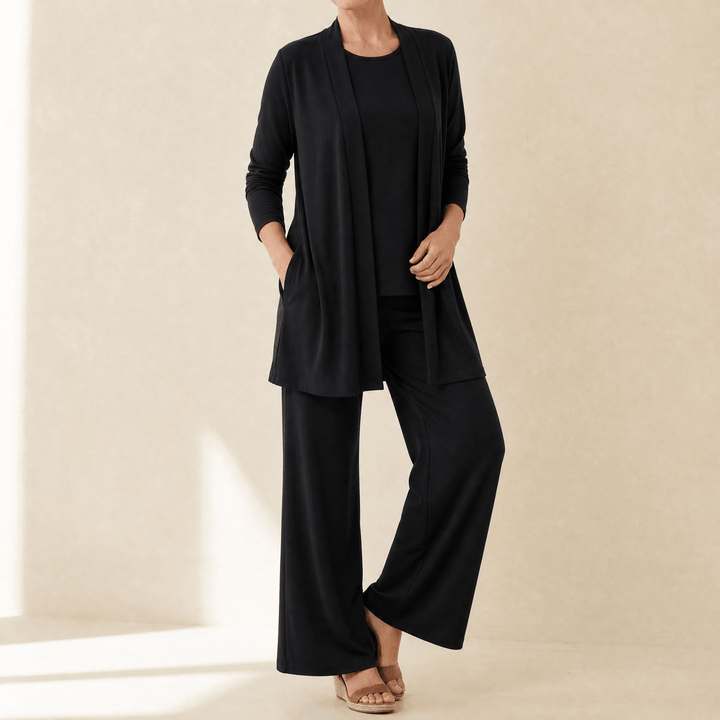 Veluna – Elegant 3 Piece Matching Set Black / S